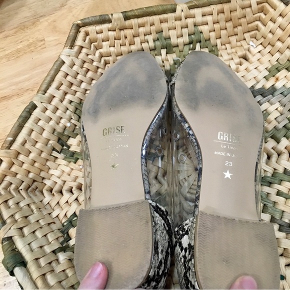 GRISE LE TALON snakeskin clear flats. Made in Japan size 23 - Picture 6 of 7